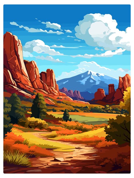 Вектор Колорадо винтажный туристический плакат сувенирная открытка портретная живопись иллюстрация wpa