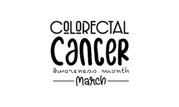 Colorectal cancer awareness maand borstel kalligrafie stijl vector sjabloonontwerp voor banner kaart poster achtergrond