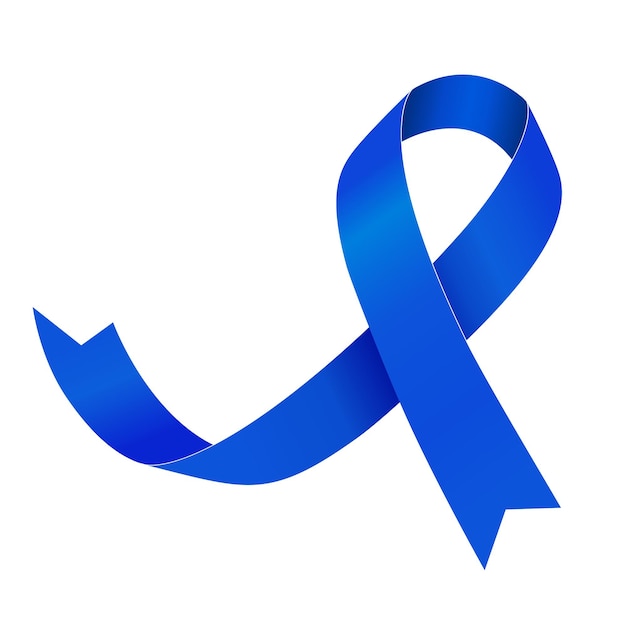Vettore mese di consapevolezza del cancro del colon-retto nastro blu illustrazione vettoriale isolata su sfondo bianco