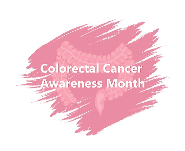 3月の結腸直腸癌意識月間水彩画の背景に結腸腫瘍学の概念ベクトル
