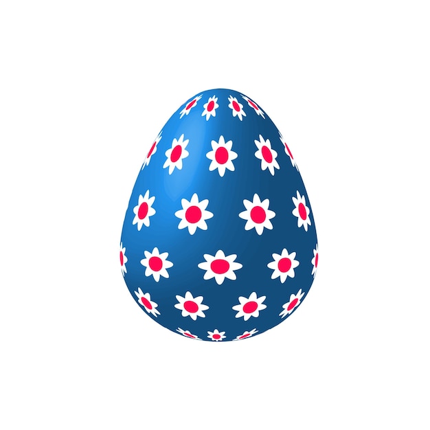 Vector colored 3d easter egg with flowers decorative vector design element on white background