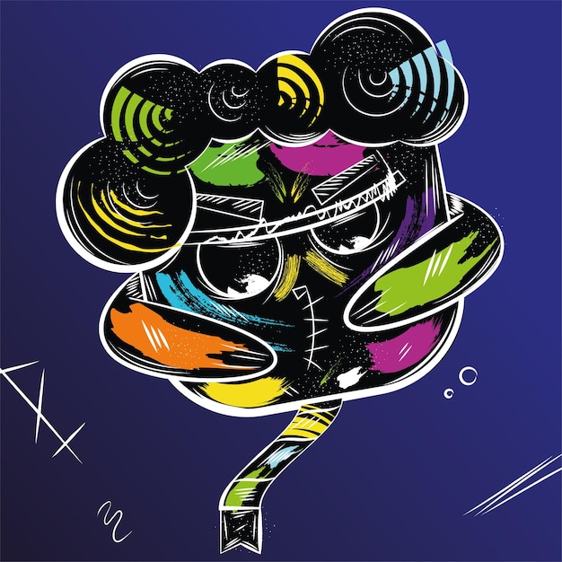 Colored abstract retro person grafitti concept Vector