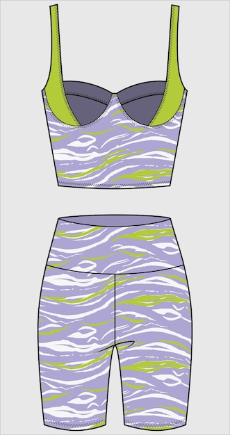 COLORED ANIMAL PRINT GYM BRA AND PANTY ACTIVE WEAR FOR WOMEN VECTOR