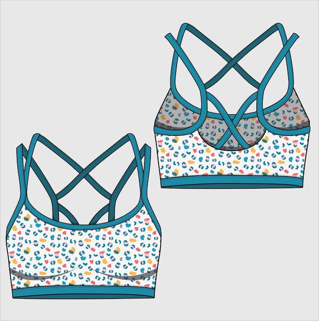 Vector colored animal print gym bra for women wear vector