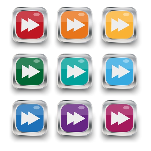 Vector colored arrow buttons volumetric square buttons with arrows vector illustration