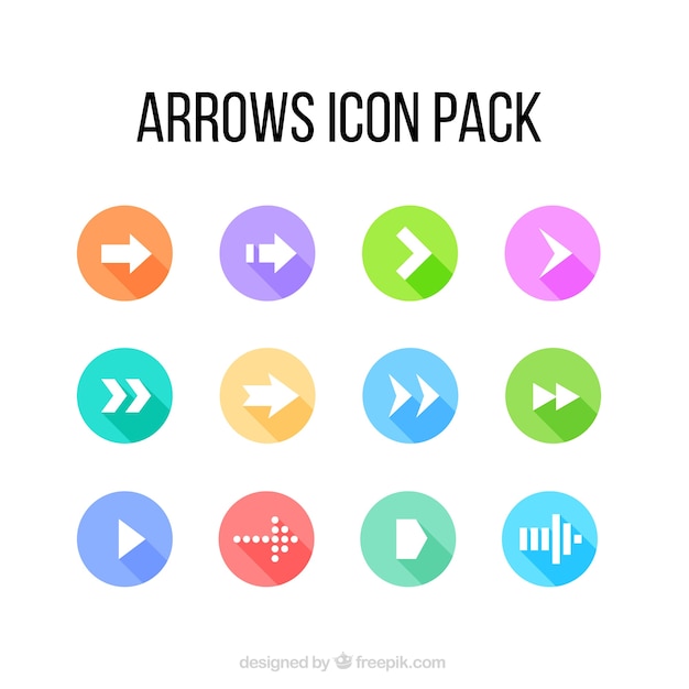 Vettore colored freccia icone pack