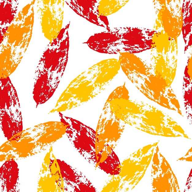 Colored autumn leaves imprint seamless pattern. fall textile leaf silhouette vector illustration