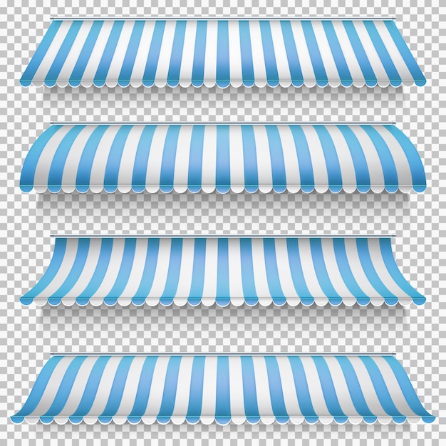 Vector colored awnings set.