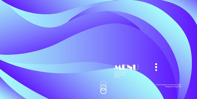 Colored background with navy and pale blue gradient and Menu text Wallpaper template mixture of pastel colors colorful abstract pattern geometric luxury background smooth rounded shapes