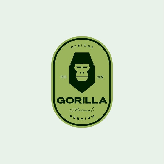 Colored badge vintage with head gorilla logo design vector graphic symbol icon illustration creative idea