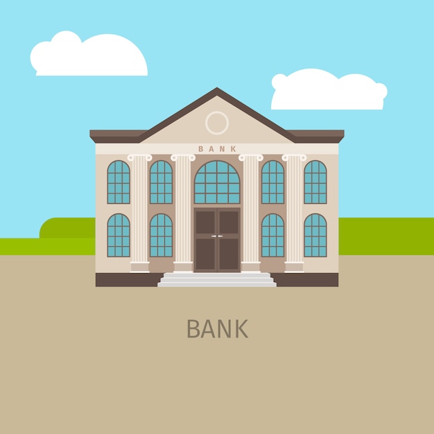 Illustrazione colorata della costruzione di banca