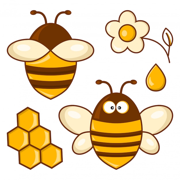 Vector colored bee set.   illustration