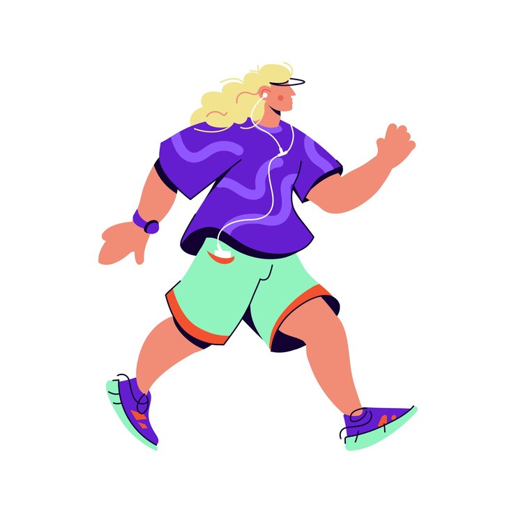 Vector colored blond running sportsman isolated on white background