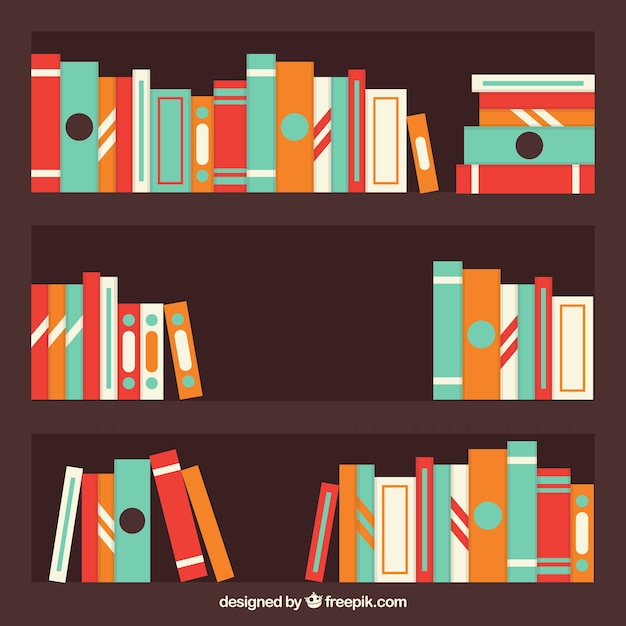 Vector colored books background on a shelf