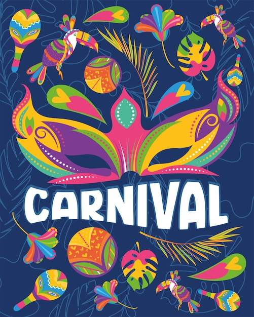 Colored brazilian carnival poster Vector