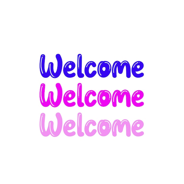 Colored Bubble font Welcome Illustration