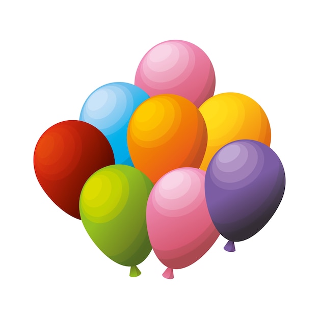 colored bunch balloons party