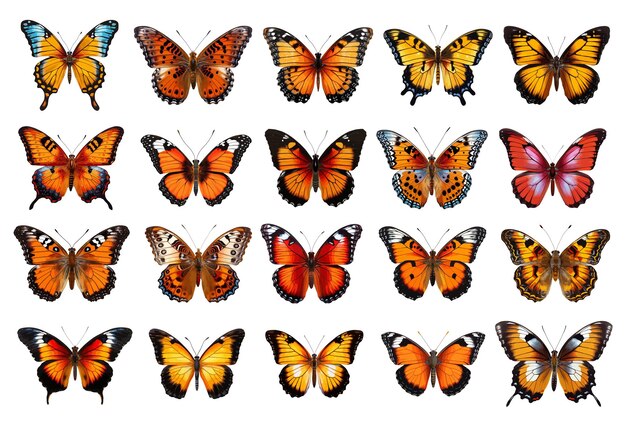 Vector colored butterfly vector set isolated on white