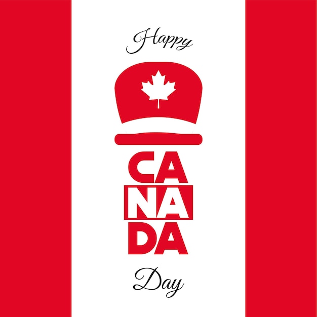 Colored canada day poster with hat and text Vector illustration