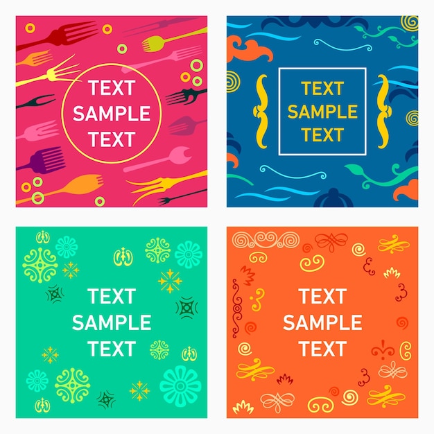 Цветные карты с элементами дизайна и местом для текста