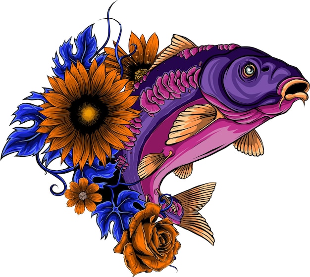 Vector colored carp fish vector illustration