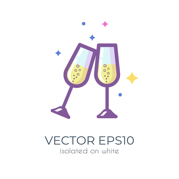 Vector colored champagne glasses