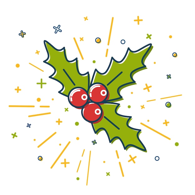 Colored Christmas mistletoe icon