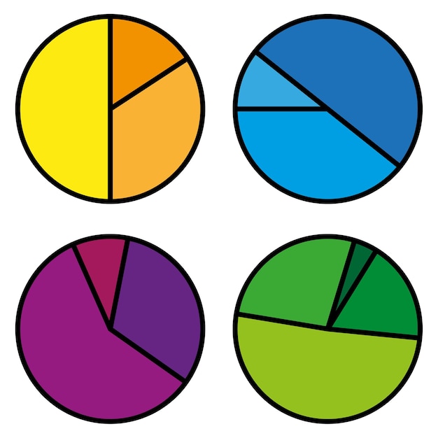 Settori di cerchi colorati. grafici rotondi colorati. illustrazione vettoriale. eps 10.