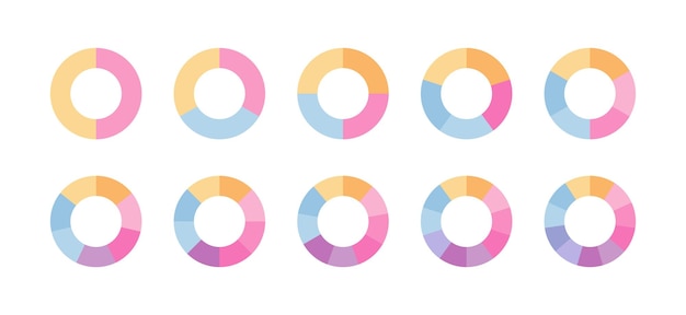 Colored circular structure chart divided into multicolor segments Pie diagram Circle graph