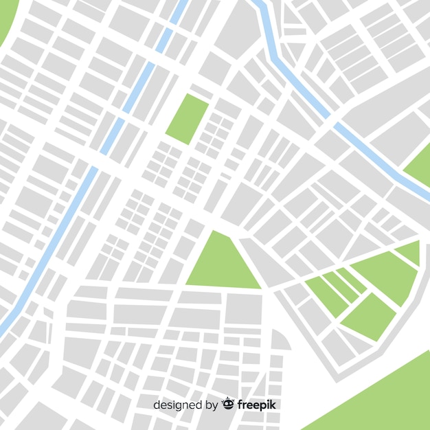 Vector colored city map with park and streets