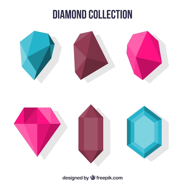 Colored collection of flat gemstones