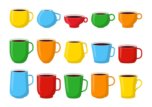 Vector colored cups different shape and color