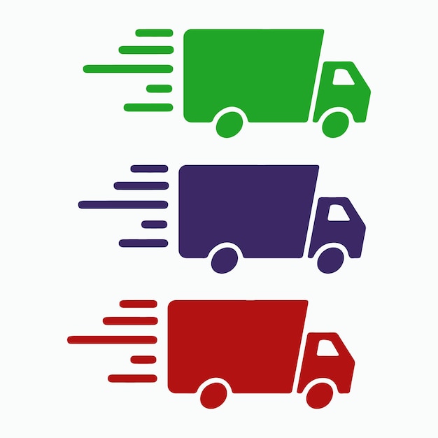 Colored delivery truck icons set vector illustration