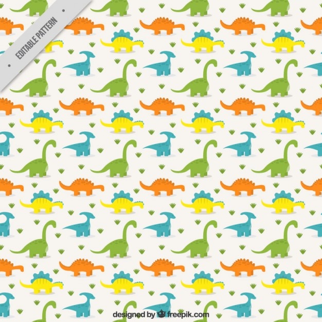 Vector colored dinosaurs pattern