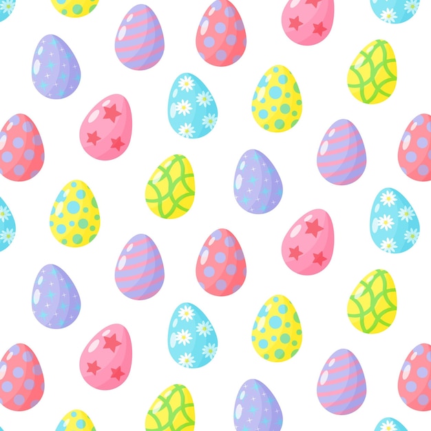 Vector colored easter eggs seamless pattern happy easter template for printing on fabric paper