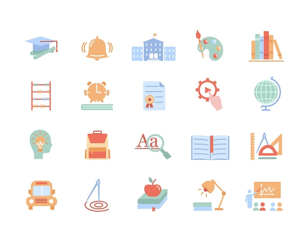 Colored education icons set