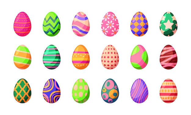 Vector colored eggs easter decorated symbols for christian celebration garish vector painted eggs