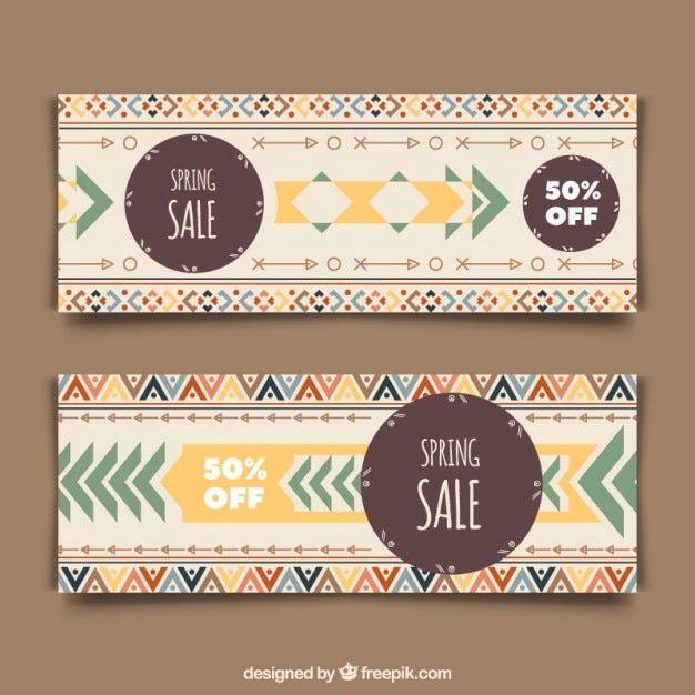 Vector colored ethnic banners