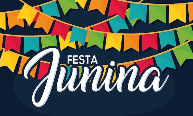 Colored festival ornaments Festa Junina template Vector illustration