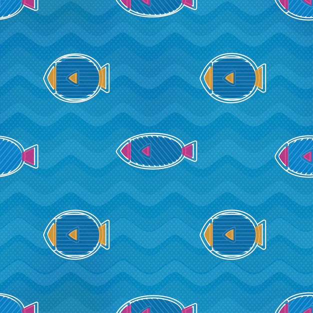 Colored fish seamless pattern