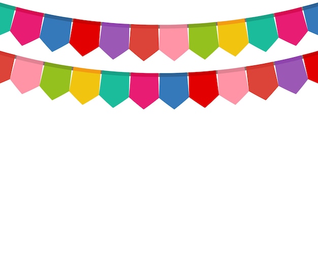 Colored flags on a holiday garland vector illustration