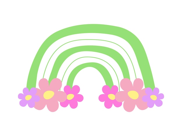 Цветная цветочная минималистская бохо радуга с цветами бохо детская радуга печать пасхальная векторная радуга