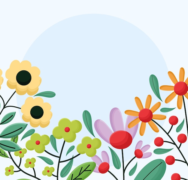 Vector colored flowers poster