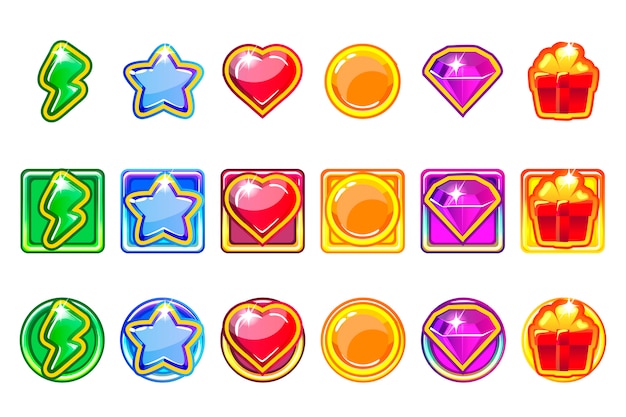 Colored game app icons set for ui