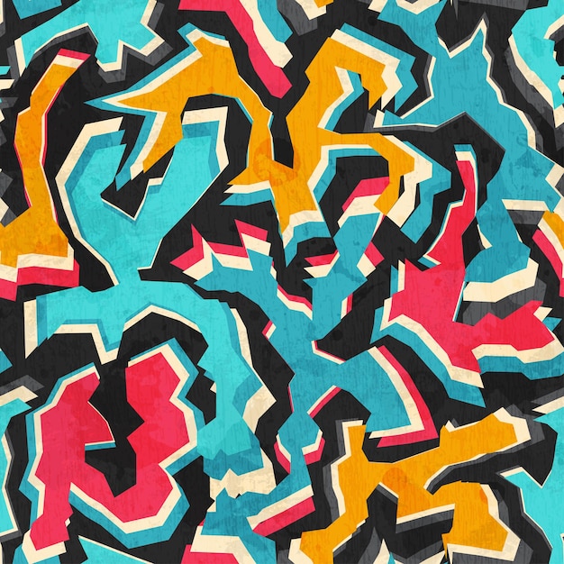 Colored graffiti seamless pattern with grunge