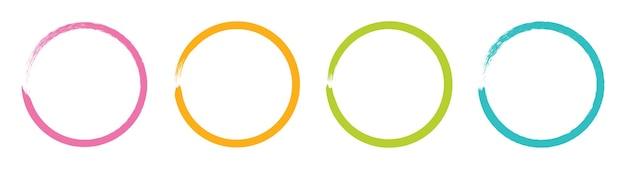 Vettore spazzola colorata del cerchio del grunge illustrazione vettoriale del set di cornici di inchiostro