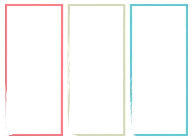 Colored grunge square brush Rectangular frame Vector set