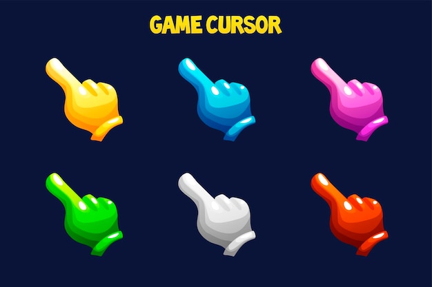 Colored Hands Cursors Icons for Game UI