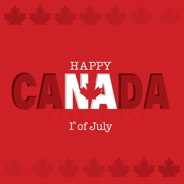 Colored happy Canada day template Vector illustration