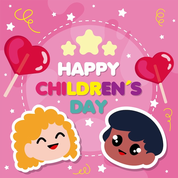 色彩の幸せな子供の日ポスター ベクトルイラスト